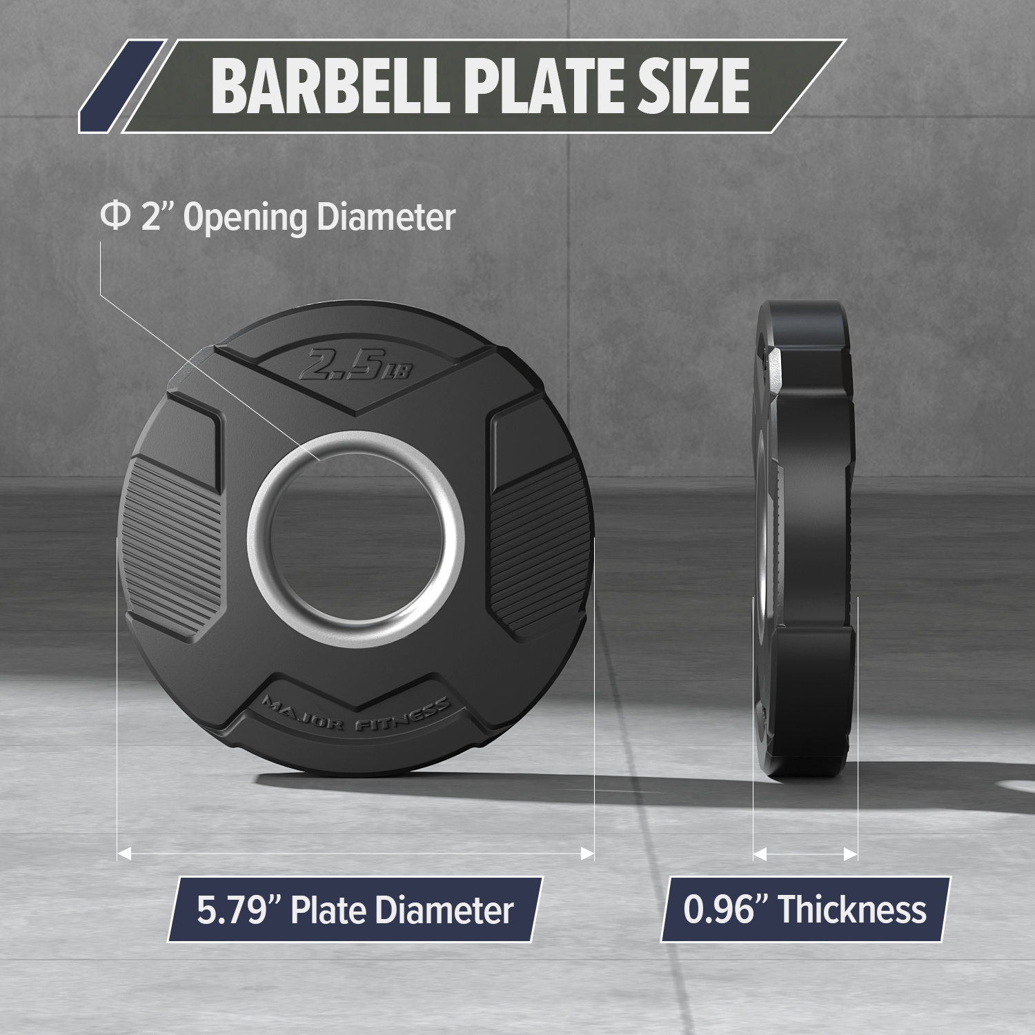 Major Fitness Rubber Coated Olympic Cast Iron Grip Plates