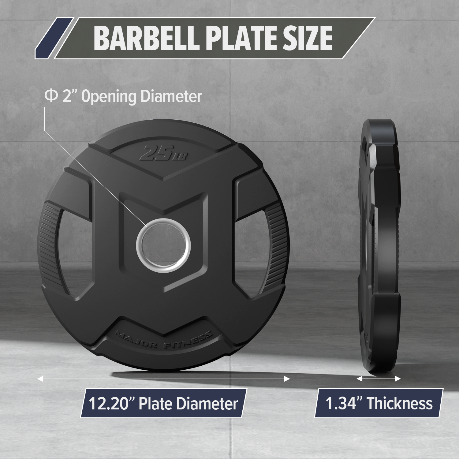 Major Fitness Rubber Coated Olympic Cast Iron Grip Plates