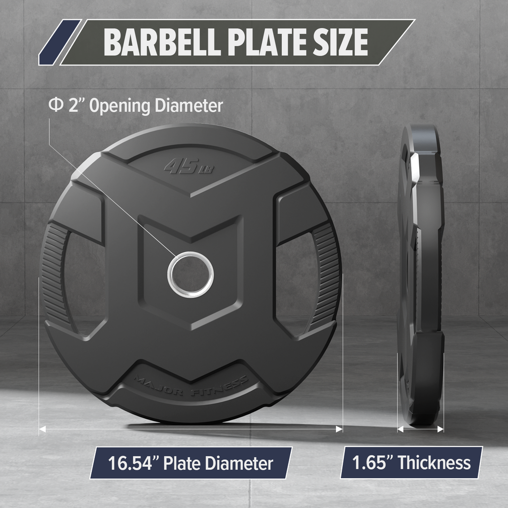 Major Fitness Rubber Coated Olympic Cast Iron Grip Plates