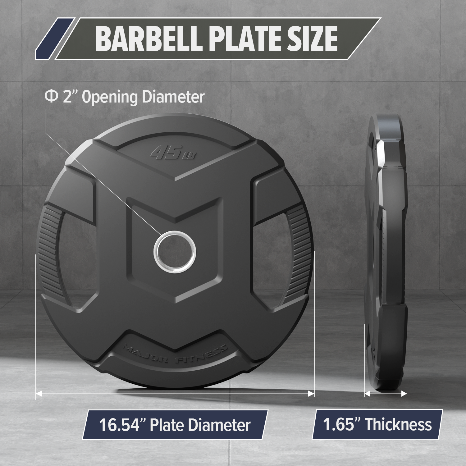 Major Fitness Rubber Coated Olympic Cast Iron Grip Plates
